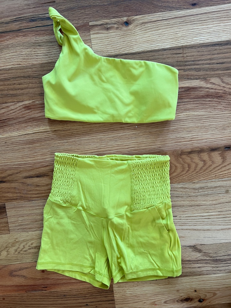 Aerie Neon Yellow High-Waist Women Shorts Set